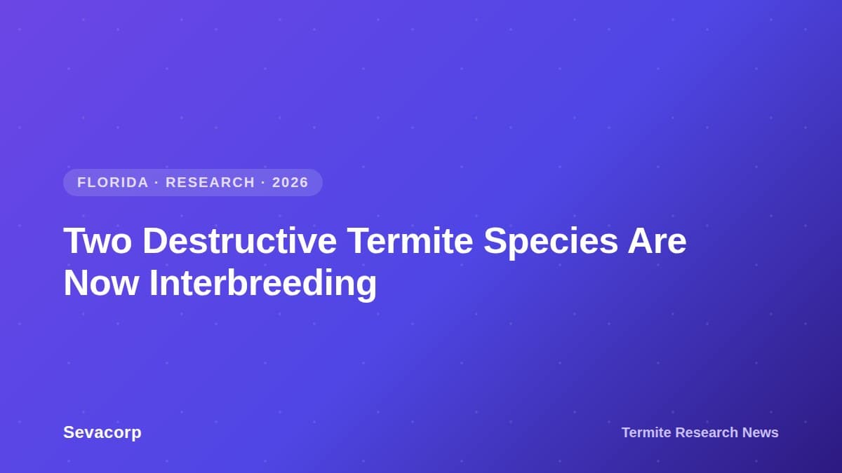 Graphic reading 'Two Destructive Termite Species Are Now Interbreeding', tagged Florida, Research, 2026