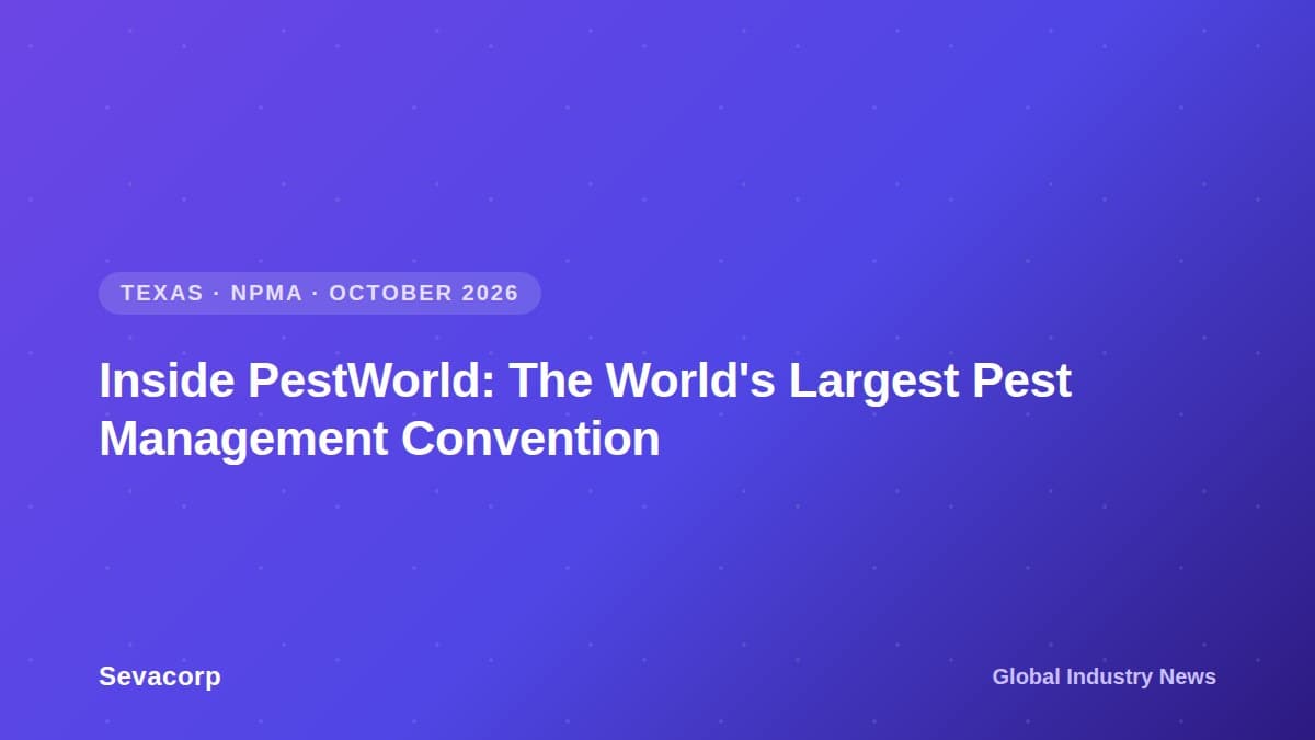 Graphic reading 'Inside PestWorld: The World's Largest Pest Management Convention', tagged Texas, NPMA, October 2026