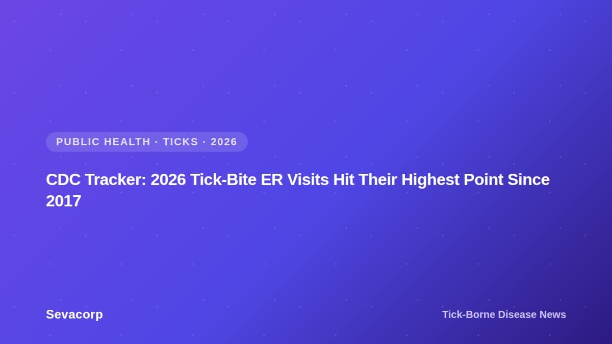 Graphic reading "CDC Tracker: 2026 Tick-Bite ER Visits Hit Their Highest Point Since 2017", tagged Public Health, Ticks, 2026