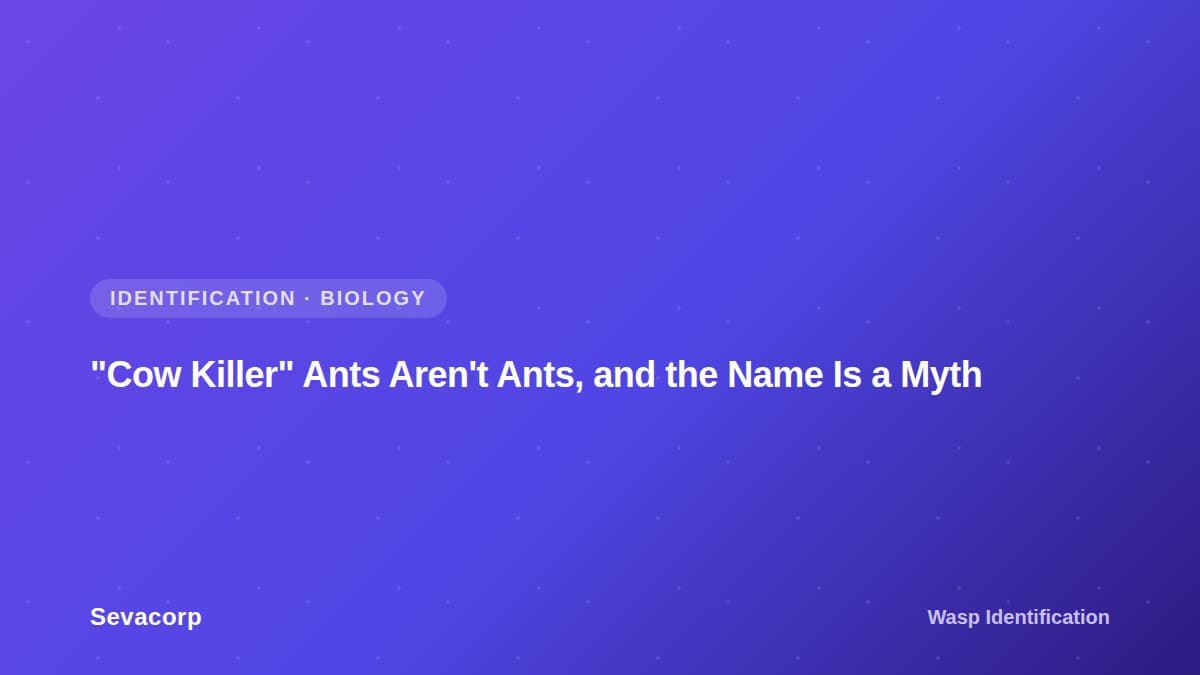 Graphic reading "'Cow Killer' Ants Aren't Ants, and the Name Is a Myth", tagged Identification and Biology